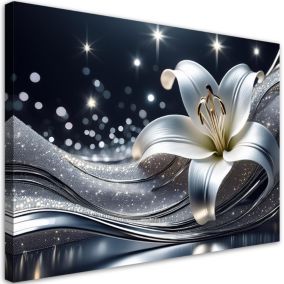Obraz do salonu sypialni Feeby Diament Srebrny Kwiat 100x70 cm 1szt