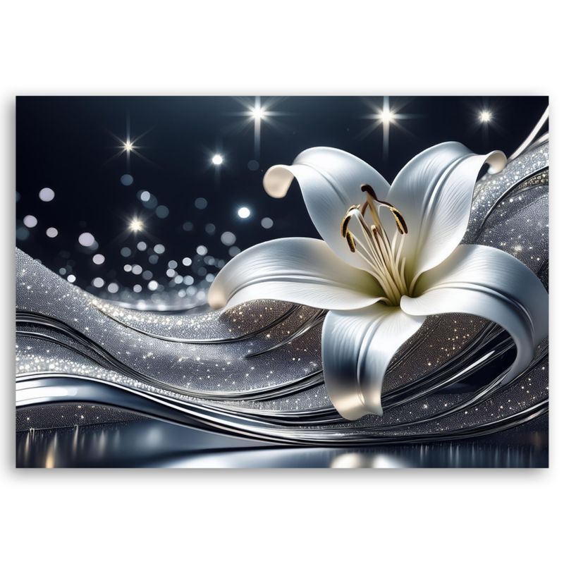 Obraz do salonu sypialni Feeby Diament Srebrny Kwiat 100x70 cm 1szt