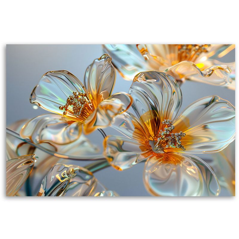 Obraz do salonu sypialni Feeby Diamentowe Szklane Kwiaty Szary 90x60 cm 1szt