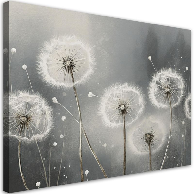 Obraz do salonu sypialni Feeby Dmuchawce Szary 120x80 cm 1szt