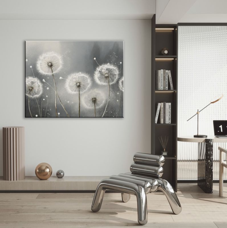 Obraz do salonu sypialni Feeby Dmuchawce Szary 120x80 cm 1szt