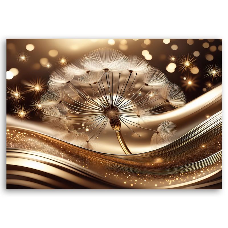 Obraz do salonu sypialni Feeby Dmuchawiec Złoty Glamour 100x70 cm 1szt