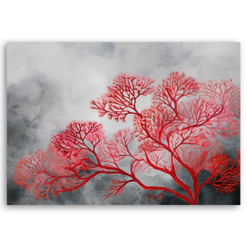 Obraz do salonu sypialni Feeby Drzewa Rośliny Czerwony 100x70 cm 1szt