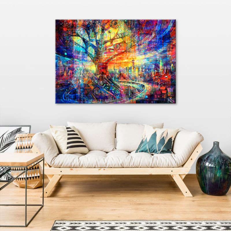 Obraz do salonu sypialni Feeby Drzewo Abstrakcja Kolorowa 60x40cm 1szt