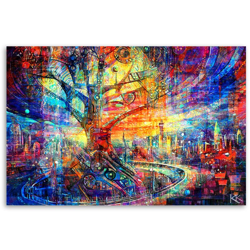 Obraz do salonu sypialni Feeby Drzewo Abstrakcja Kolorowa 60x40cm 1szt