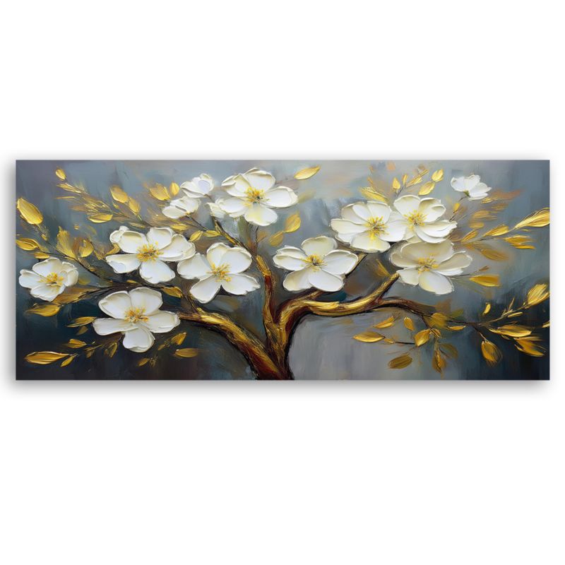 Obraz do salonu sypialni Feeby Drzewo Życia Białe Kwiaty 120x40 cm 1 szt