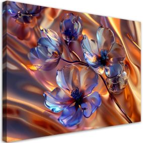 Obraz do salonu sypialni Feeby Ekskluzywne Szklane Kwiaty Złoty 100x70 cm 1szt