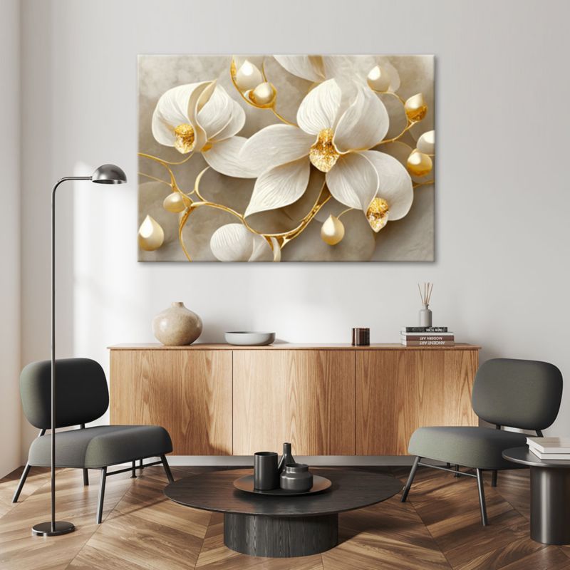 Obraz do salonu sypialni Feeby Ekskluzywny Storczyk Beżowy 60x40 cm 1szt