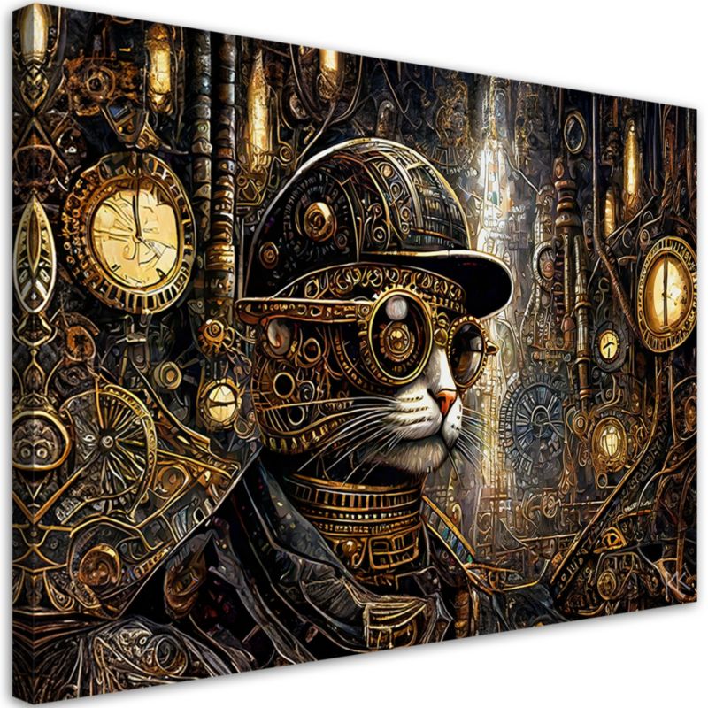 Obraz do salonu sypialni Feeby Fantastyczny Kot Steampunk 60x40 cm 1szt