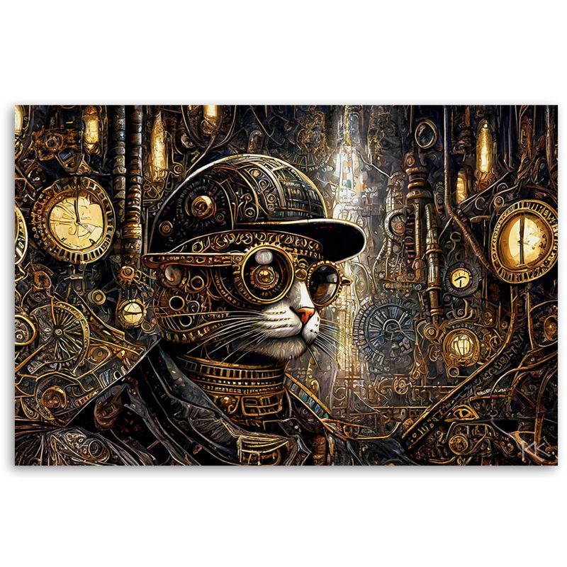 Obraz do salonu sypialni Feeby Fantastyczny Kot Steampunk 90x60 cm 1szt