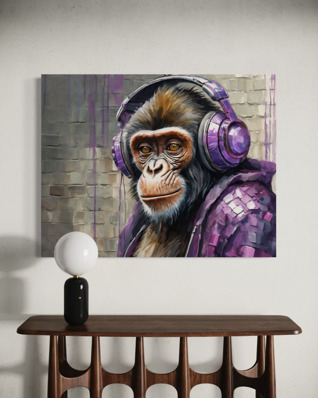 Obraz do salonu sypialni Feeby Fioletowa Małpa Dj 90x60 cm 1szt