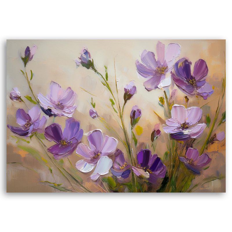 Obraz do salonu sypialni Feeby Fioletowe Kwiaty Rośliny Natura 90x60 cm 1 szt
