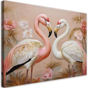 Obraz do salonu sypialni Feeby Flamingi Ptaki Różowy 60x40 cm 1szt