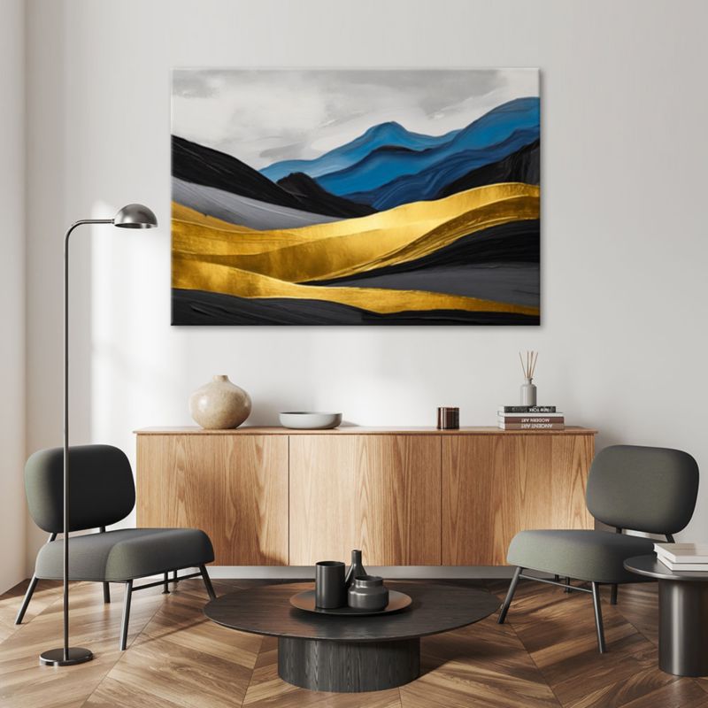 Obraz do salonu sypialni Feeby Góry Abstrakcja Złoty Nowoczesny 120x80 cm 1szt