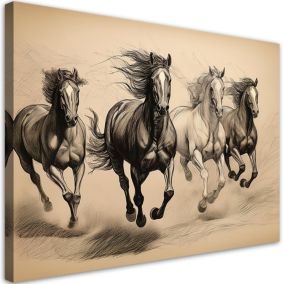 Obraz do salonu sypialni Feeby Galopujące Konie Vintage 100x70 cm 1szt