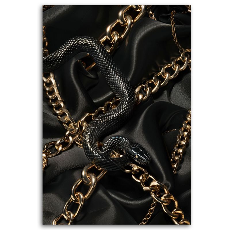 Obraz do salonu sypialni Feeby Glamour Wąż Czarny Złoty 40x60 cm 1szt