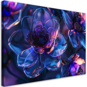 Obraz do salonu sypialni Feeby Granatowe Szklane Kwiaty 60x40 cm 1szt