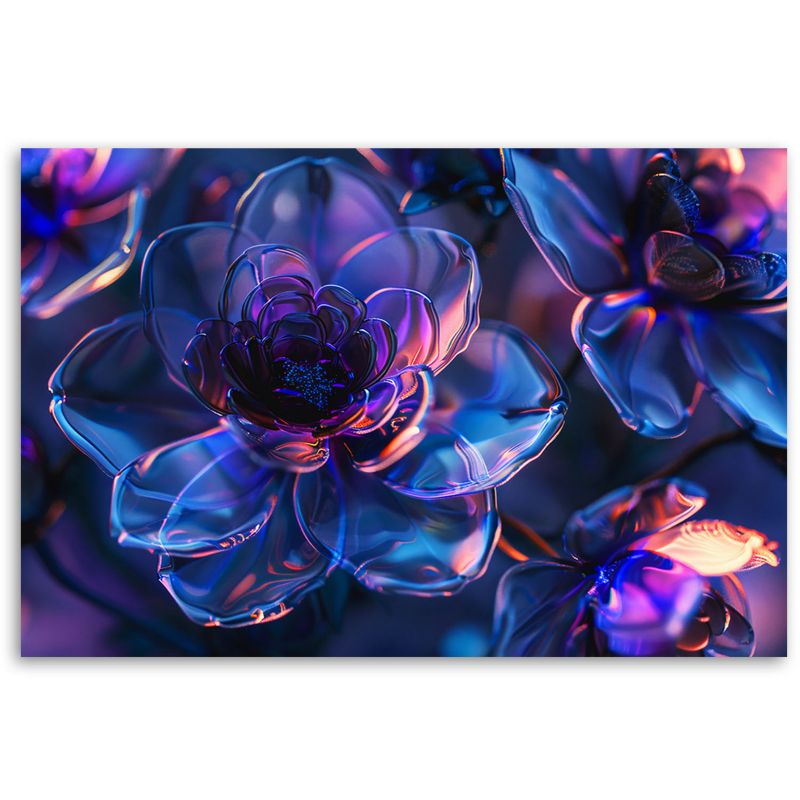 Obraz do salonu sypialni Feeby Granatowe Szklane Kwiaty 60x40 cm 1szt