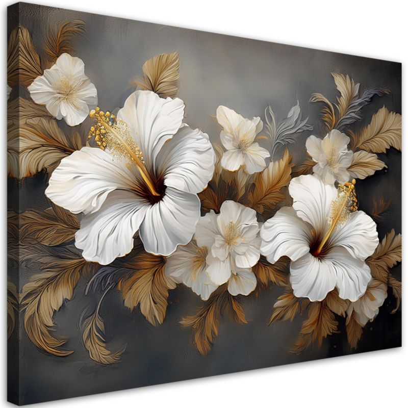 Obraz do salonu sypialni Feeby Hibiskus Kwiat Natura 90x60 cm 1szt