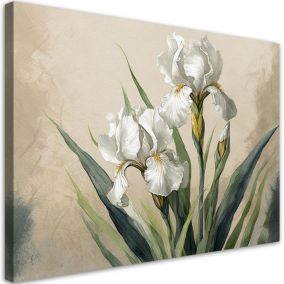Obraz do salonu sypialni Feeby Irysy Białe Kwiaty 90x60 cm 1szt