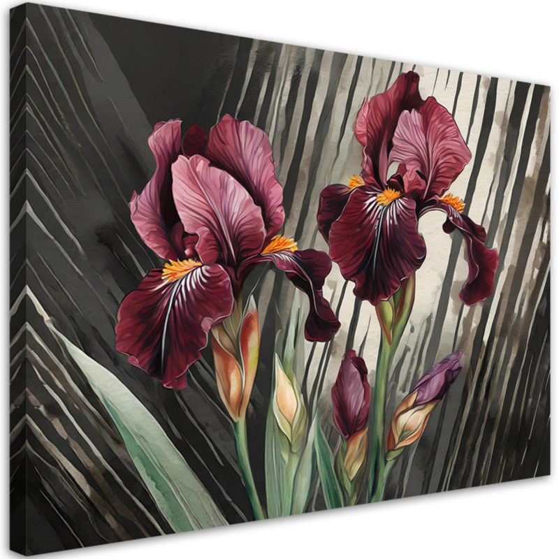 Obraz do salonu sypialni Feeby Irysy Czerwone Kwiaty 120x80 cm 1szt