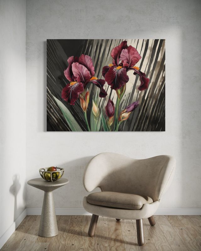 Obraz do salonu sypialni Feeby Irysy Czerwone Kwiaty 120x80 cm 1szt