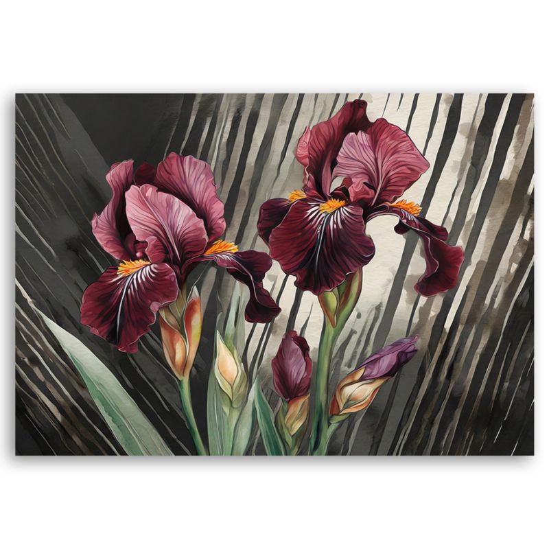 Obraz do salonu sypialni Feeby Irysy Czerwone Kwiaty 120x80 cm 1szt