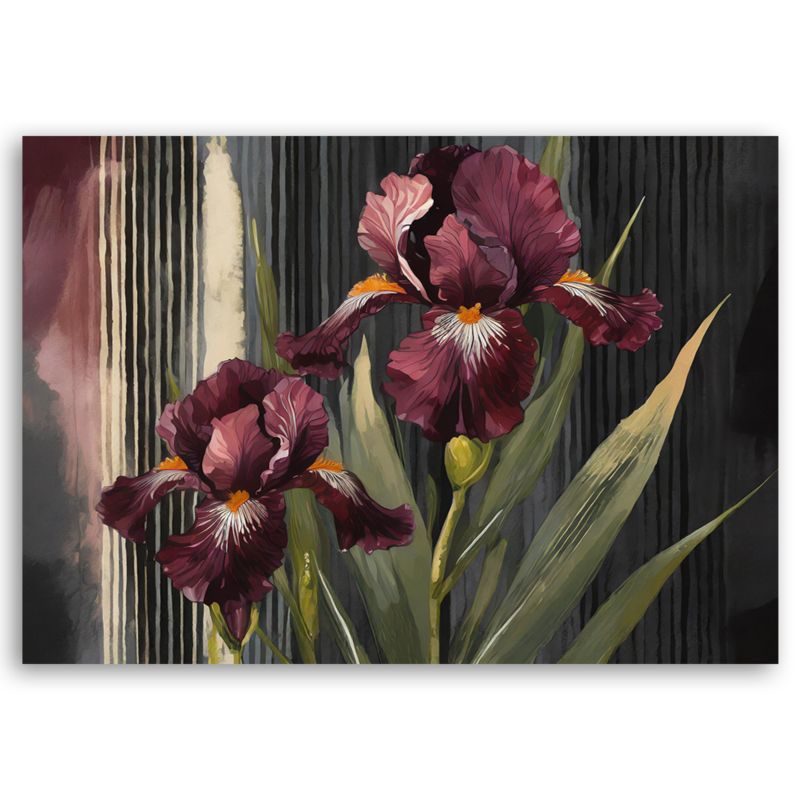 Obraz do salonu sypialni Feeby Irysy Kwiaty Czerwone Botanika 120x80 cm 1szt