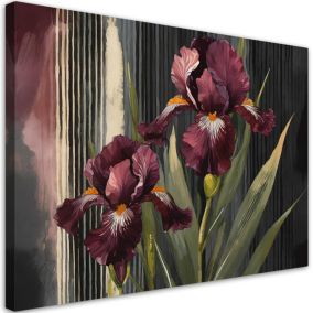 Obraz do salonu sypialni Feeby Irysy Kwiaty Czerwone Botanika 60x40 cm 1szt