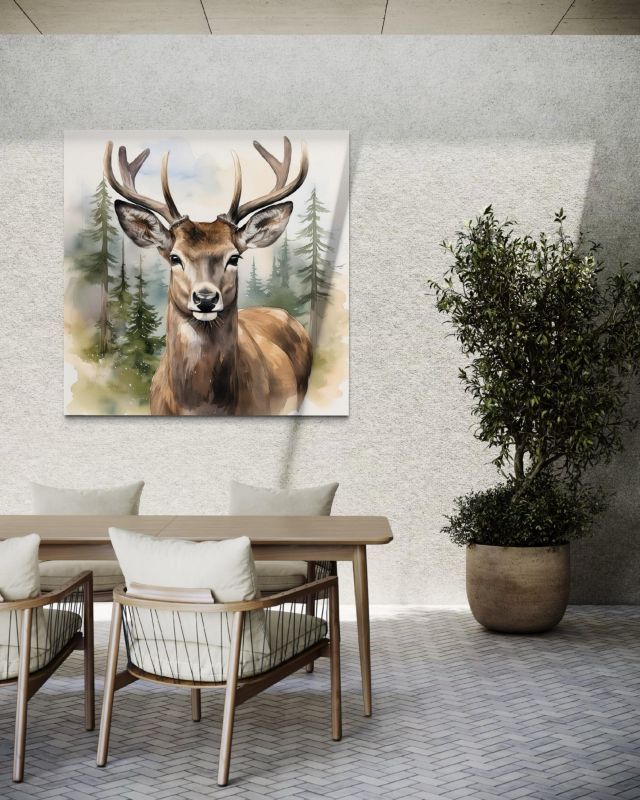 Obraz do salonu sypialni Feeby Jeleń Drzewa Las Pejzaż 50x50 cm 1szt
