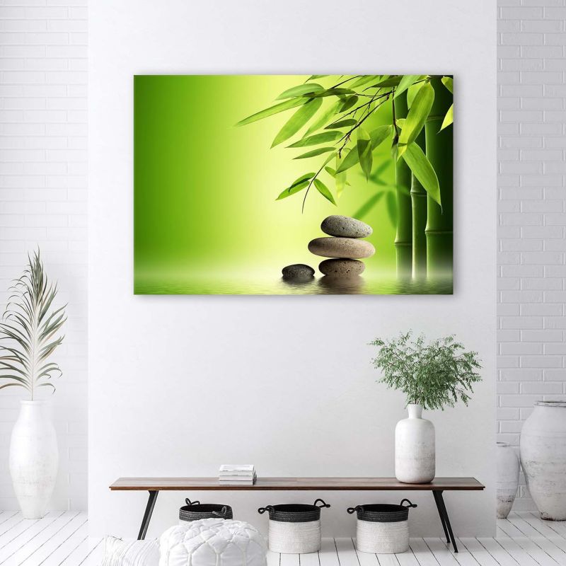 Obraz do salonu sypialni Feeby Kamienie Bambus Zen Zielony 60x40cm 1szt