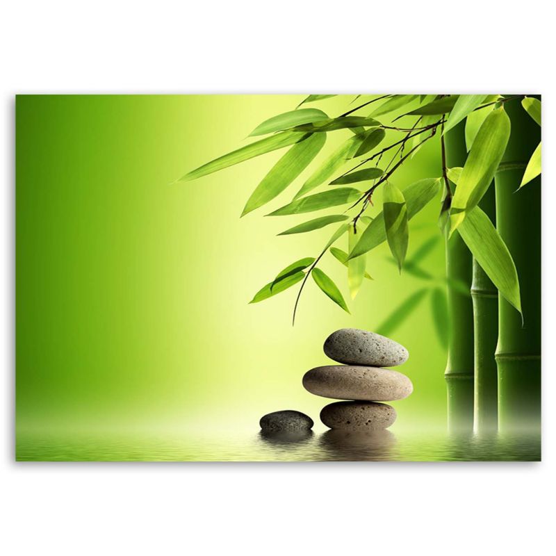 Obraz do salonu sypialni Feeby Kamienie Bambus Zen Zielony 60x40cm 1szt
