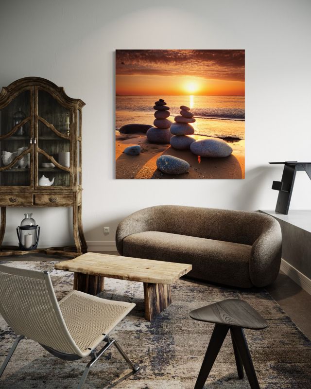 Obraz do salonu sypialni Feeby Kamienie Zen Zachód Słońca 60x60 cm 1szt