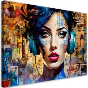 Obraz do salonu sypialni Feeby Kobieta Muzyka Abstrakcja 120x80 cm 1szt