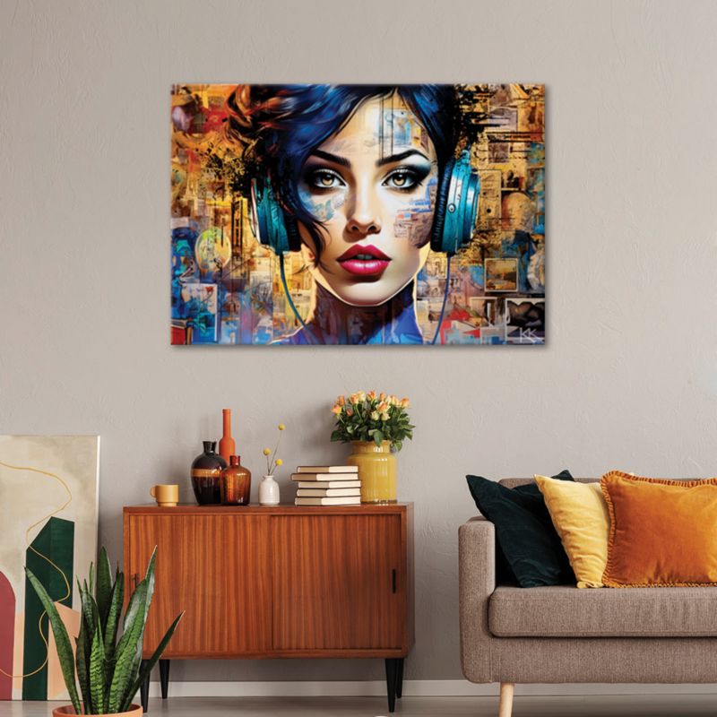 Obraz do salonu sypialni Feeby Kobieta Muzyka Abstrakcja 120x80 cm 1szt
