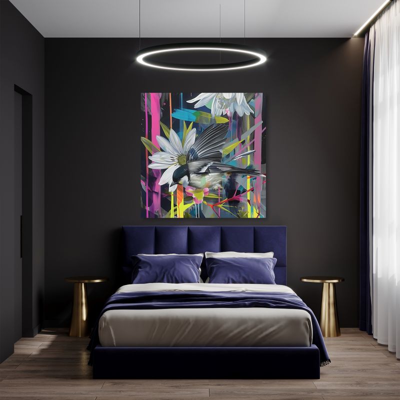 Obraz do salonu sypialni Feeby Kolorowa Abstrakcja Ptaki 60x60 cm 1szt