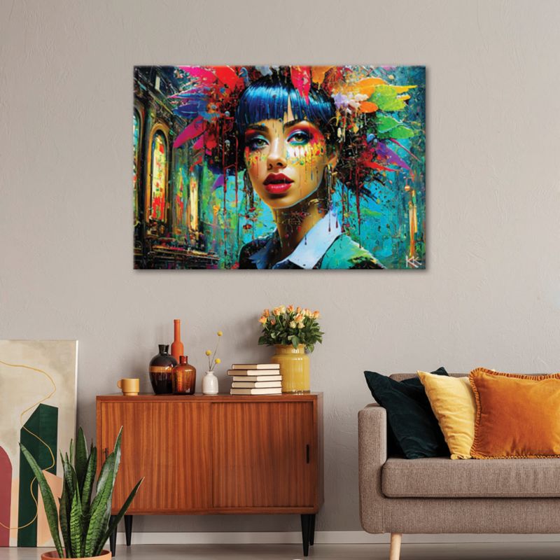 Obraz do salonu sypialni Feeby Kolorowa Kobieta Abstrakcja 60x40 cm 1szt