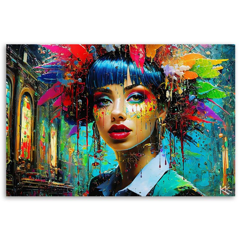 Obraz do salonu sypialni Feeby Kolorowa Kobieta Abstrakcja 60x40 cm 1szt