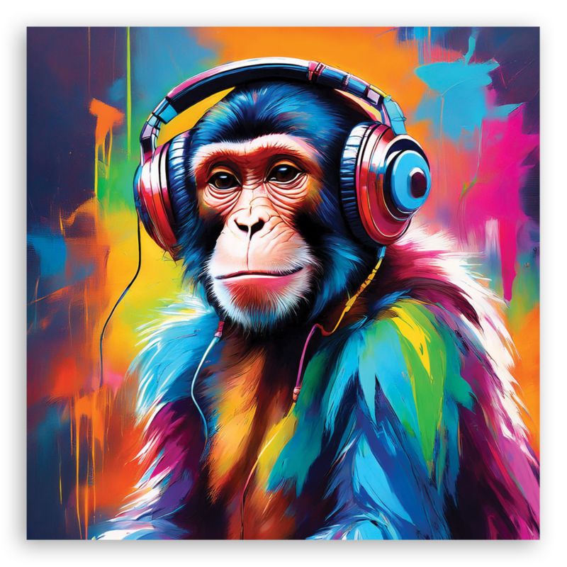 Obraz do salonu sypialni Feeby Kolorowa Małpa Dj 60x60 cm 1szt