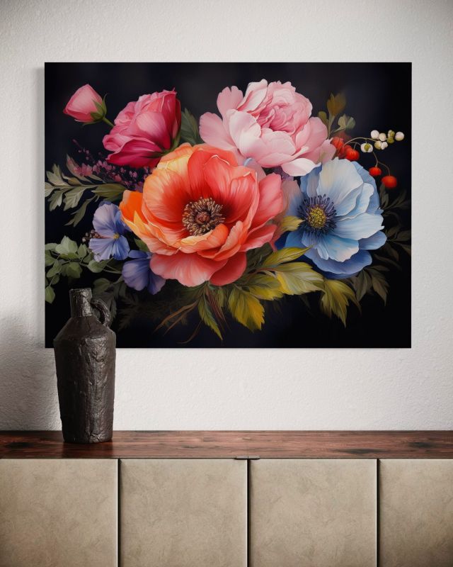 Obraz do salonu sypialni Feeby Kolorowe Kwiaty Retro 90x60 cm 1szt