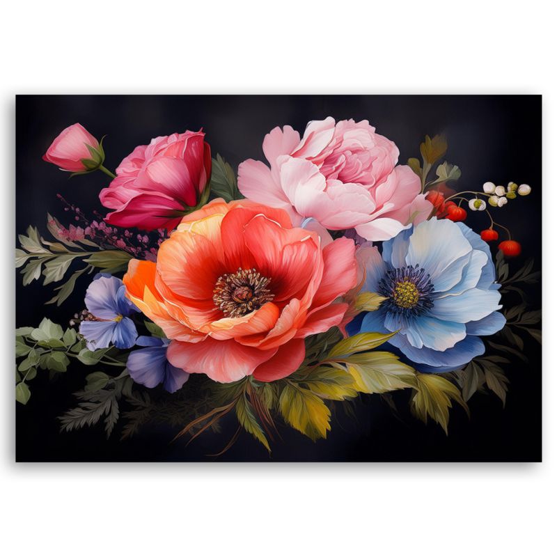 Obraz do salonu sypialni Feeby Kolorowe Kwiaty Retro 90x60 cm 1szt