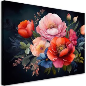 Obraz do salonu sypialni Feeby Kolorowe Kwiaty Rośliny 60x40 cm 1szt