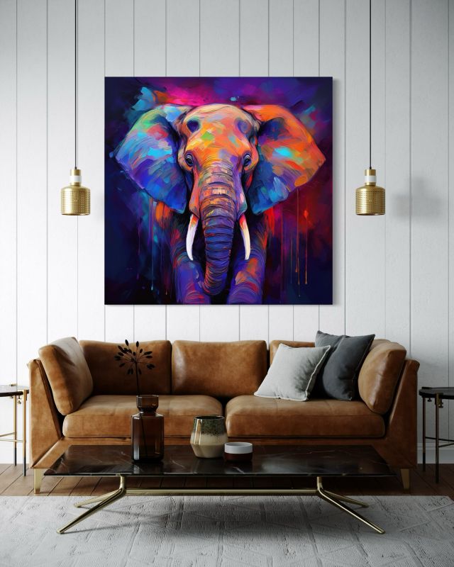 Obraz do salonu sypialni Feeby Kolorowe Zwierzęta Słonie 60x60 cm 1szt