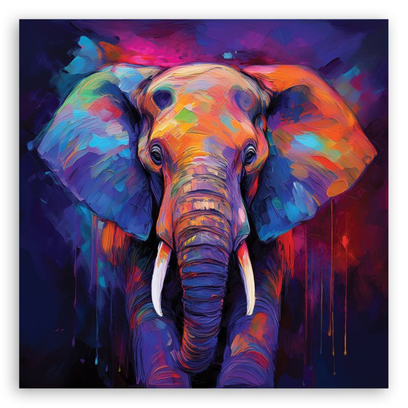 Obraz do salonu sypialni Feeby Kolorowe Zwierzęta Słonie 60x60 cm 1szt