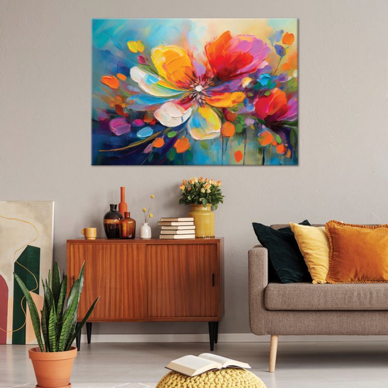 Obraz do salonu sypialni Feeby Kolorowy Kwiaty Malowane 100x70 cm 1szt