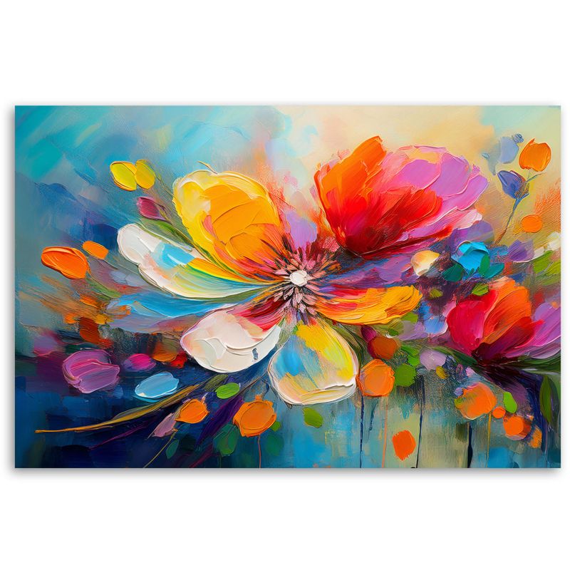 Obraz do salonu sypialni Feeby Kolorowy Kwiaty Malowane 100x70 cm 1szt