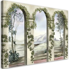 Obraz do salonu sypialni Feeby Kolumny Bluszcz Pejzaż Zielony 120x80cm 1szt