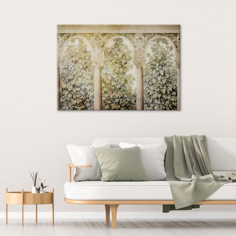 Obraz do salonu sypialni Feeby Kolumny Bluszcz Rośliny Beżowy 100x70 cm 1szt
