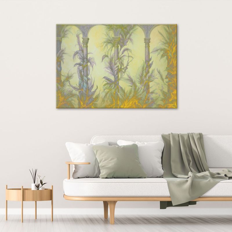 Obraz do salonu sypialni Feeby Kolumny Liście Boho Żółty 120x80 cm 1szt