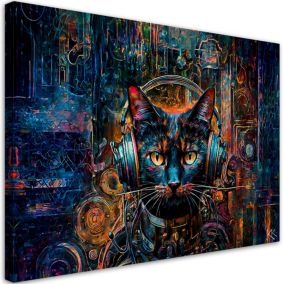 Obraz do salonu sypialni Feeby Kot DJ Abstrakcja Kolorowy 100x70 cm 1szt